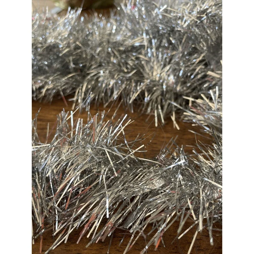 22’ Silver Christmas Tree Tinsel Garland Holiday Rope 270” Fine Strands